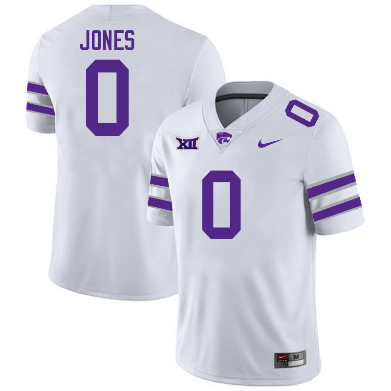 Kansas State Wildcats #0 Darell Jones College Football Jerseys Stitched-White